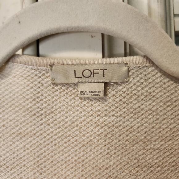 LOFT XS/SM Open Front Sleeveless Cardigan/Shawl/Vest Ivory - Picture 4 of 4